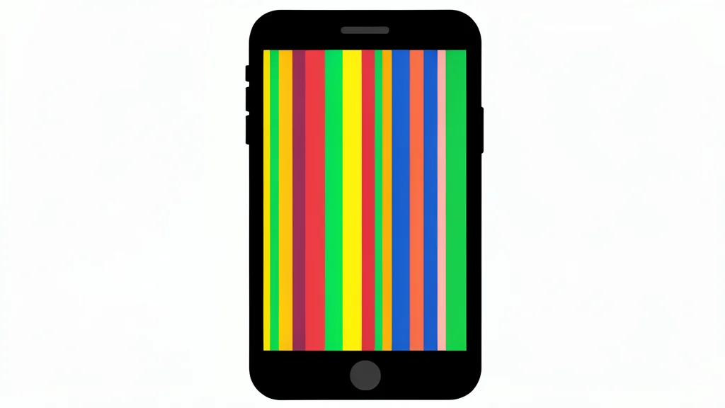 A close-up view of a smartphone screen showing vertical colored lines