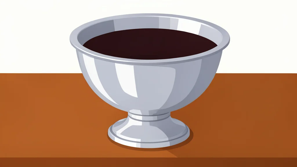 A large, ornate silver punch bowl filled with a dark liquid, sitting on a polished wooden table.