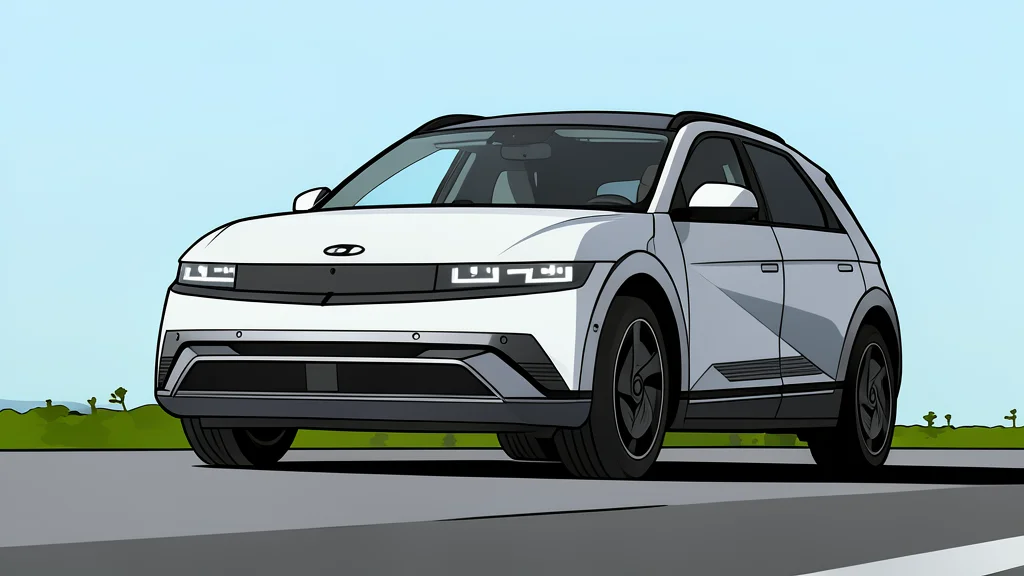 A modern electric SUV parked on a quiet suburban street with a charging cable connected to a wall-mounted unit