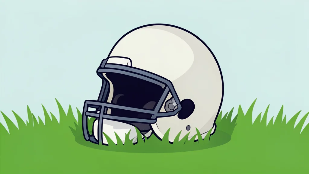 A football helmet resting on green grass