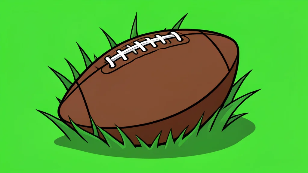A football resting on a green grass field