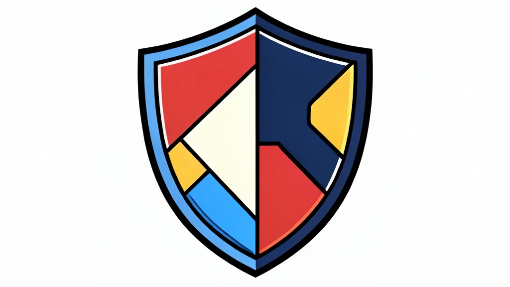 A digital shield icon composed of interlocking geometric segments