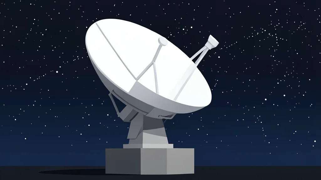 A stylized satellite orbiting above a curved blue horizon of the Earth
