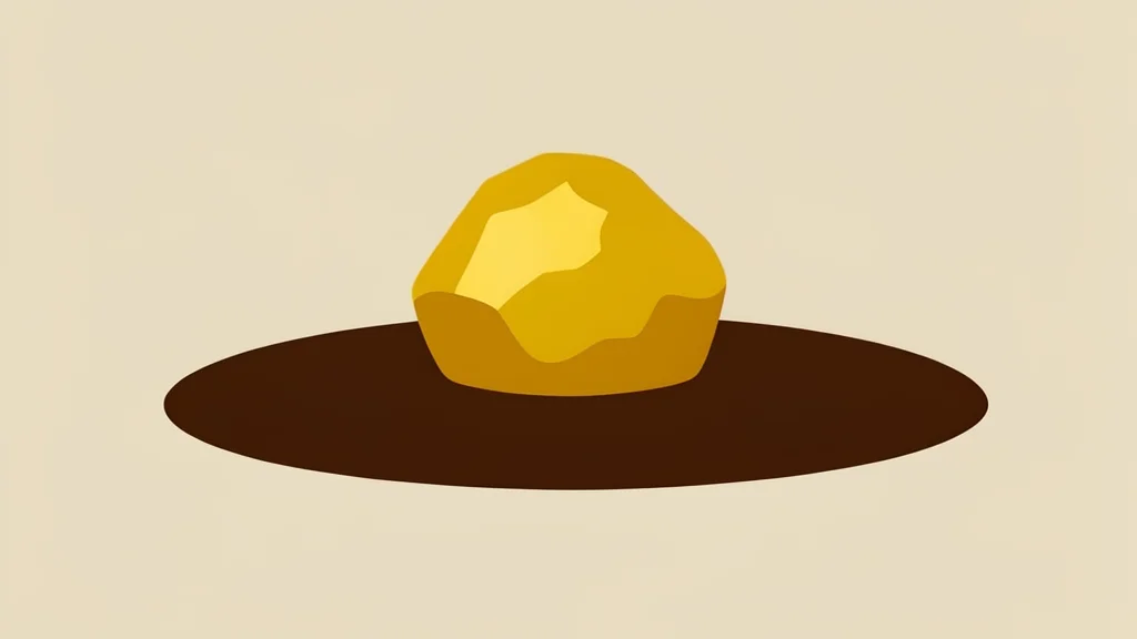A rough, unrefined gold nugget resting on dark earth