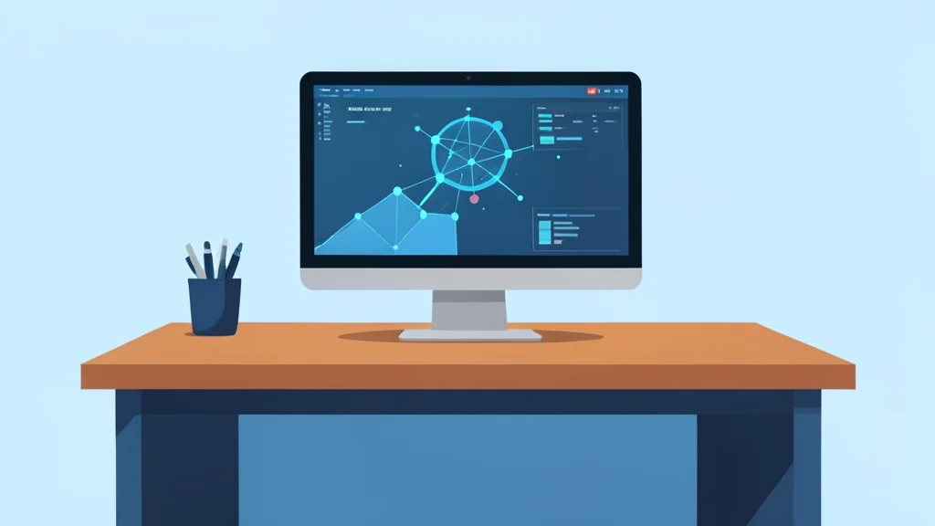 A modern office desk with a computer monitor, representing the integration of artificial intelligence into business operations.