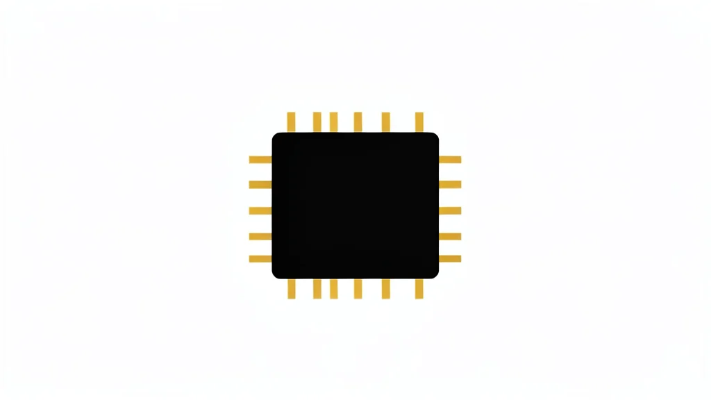 A flat vector illustration of a small black integrated circuit chip resting on a clean white surface.