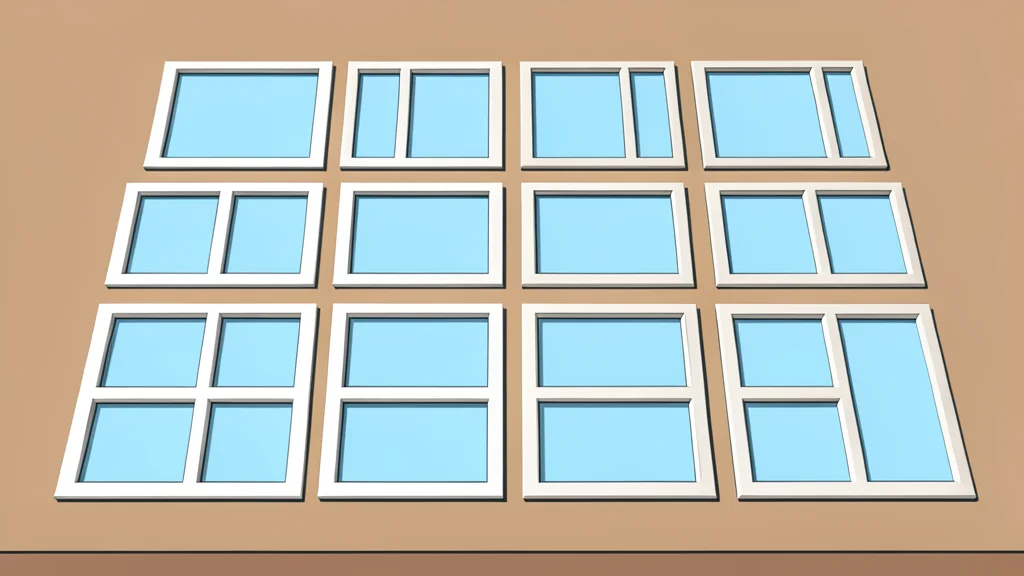A neatly arranged grid of rectangular window frames on a desk surface