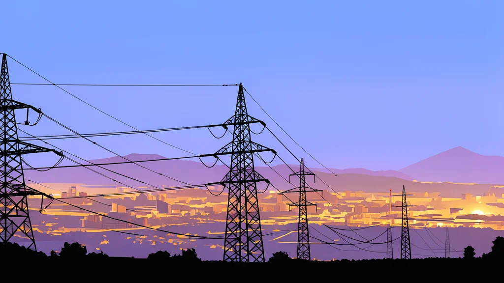 A high-voltage electrical transmission tower standing in a field
