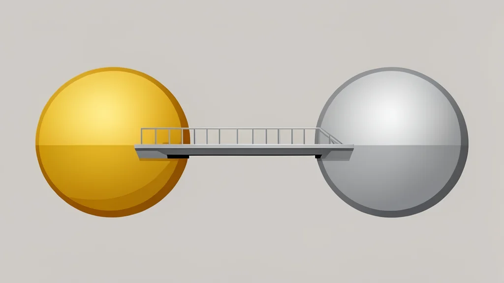 A digital bridge connecting two distinct metallic spheres