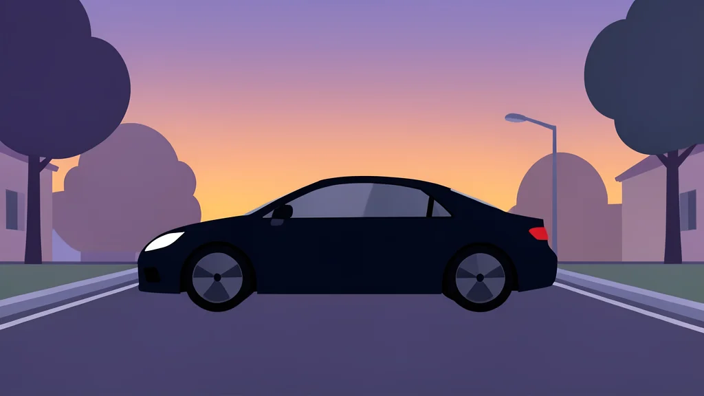 A sleek, modern automobile parked on a quiet, empty street at dusk.