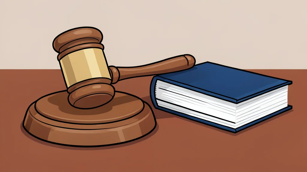 A wooden gavel resting on a polished desk surface next to a stack of legal books