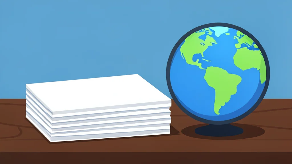 A stack of physical government bond certificates resting on a wooden desk next to a globe