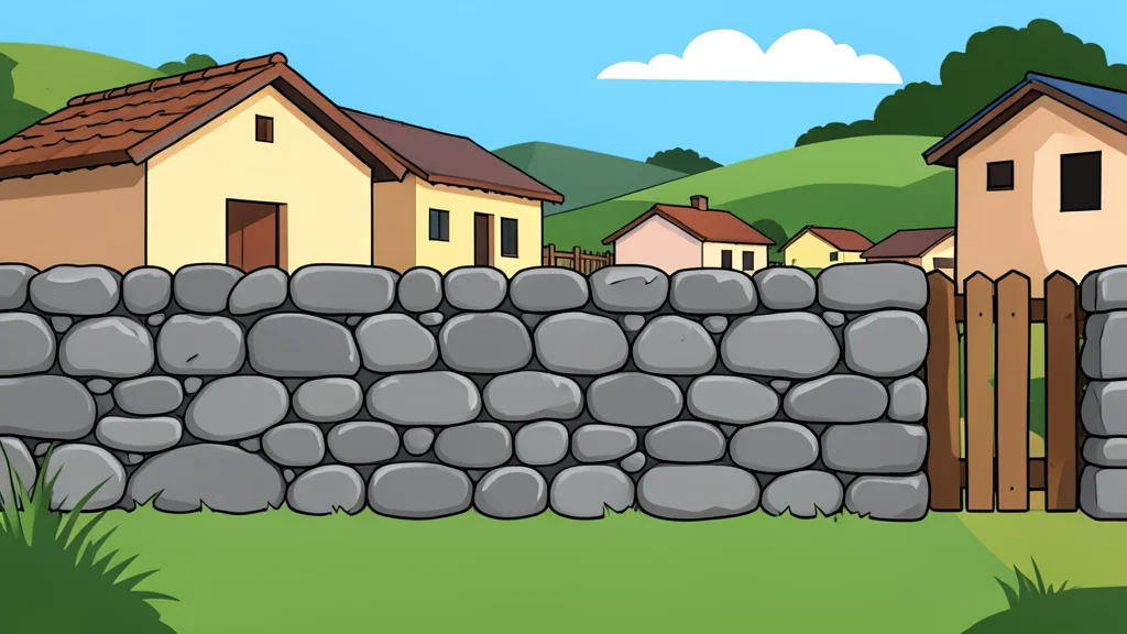 A weathered stone wall in a rural landscape