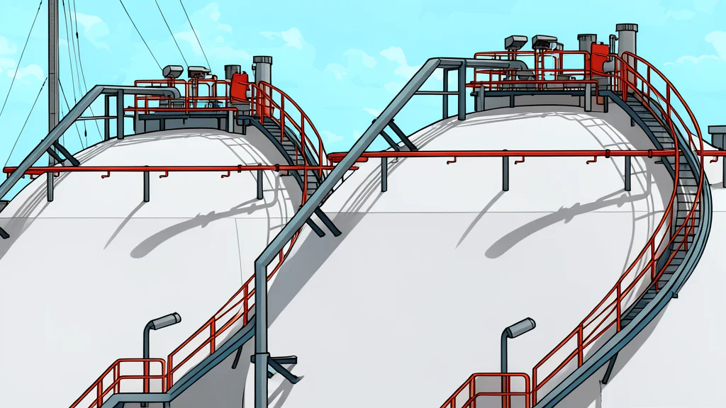 A large industrial gas turbine engine and a modular steel liquefaction unit standing in an open field