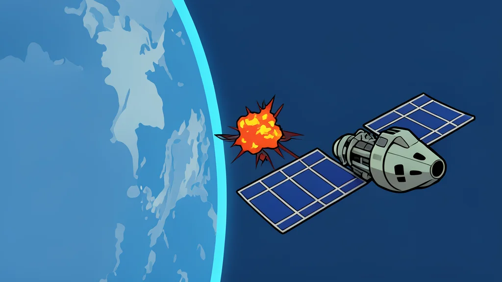 A sleek satellite orbiting a blue and green Earth against a deep starry sky.
