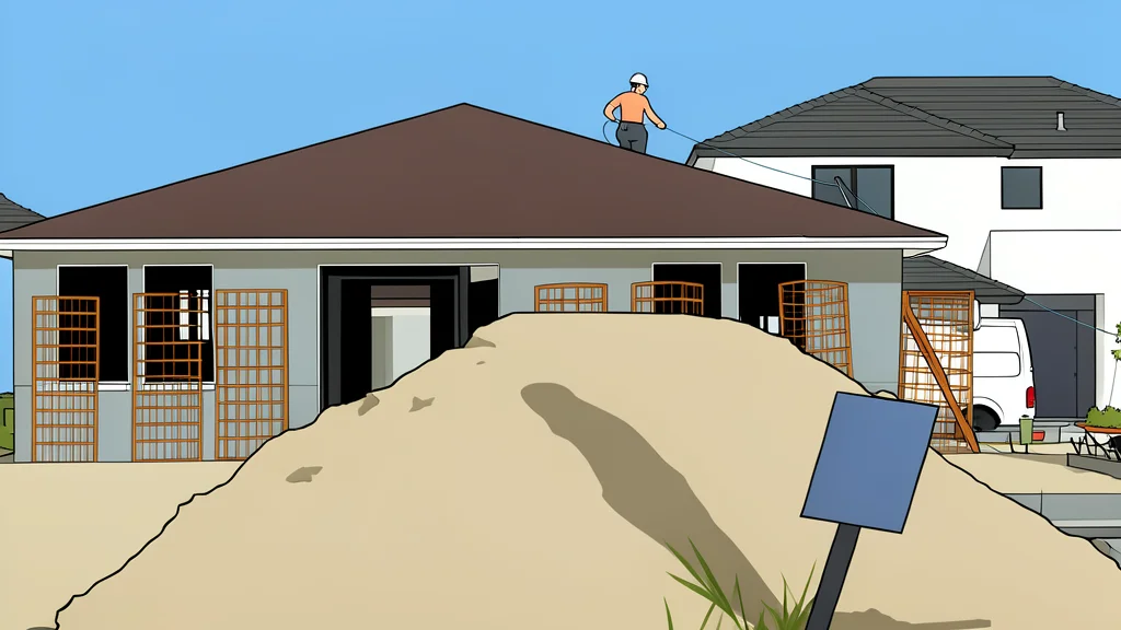 A blueprint of a single-family house on a drafting table