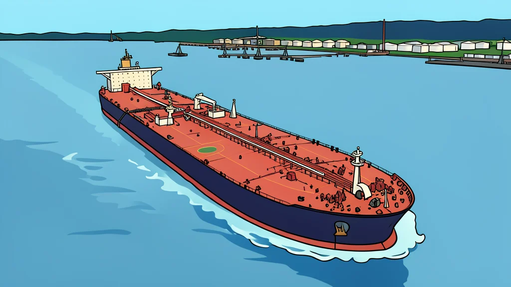 A large oil tanker ship moving through open water