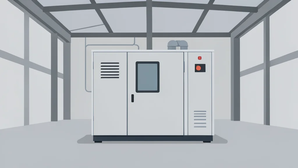 A large industrial fuel cell unit standing in a warehouse