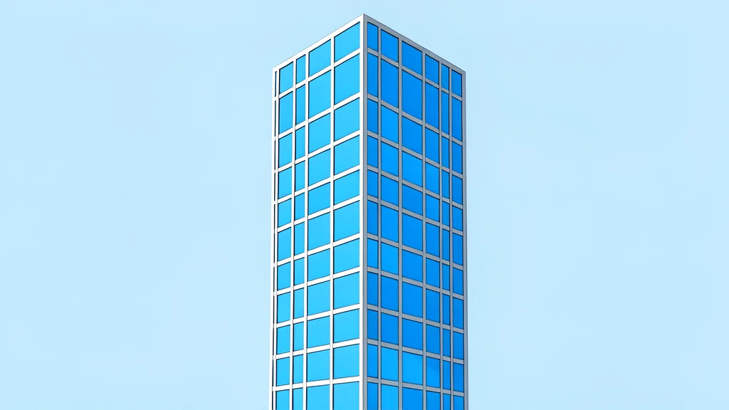 A modern glass skyscraper with a grid-like facade reflecting the sky