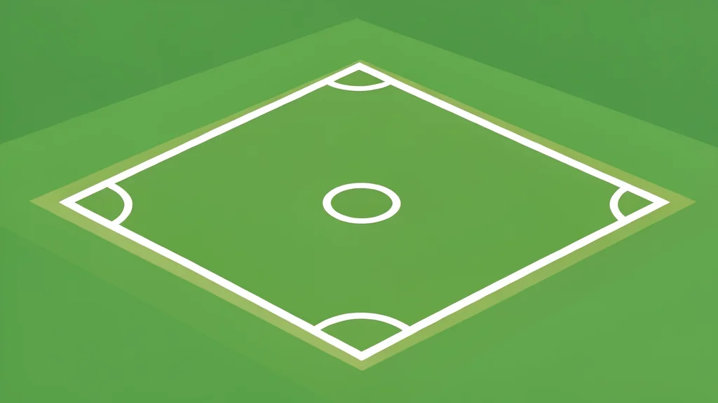 A wide-angle view of a baseball diamond with crisp white chalk lines contrasting against vibrant green grass.