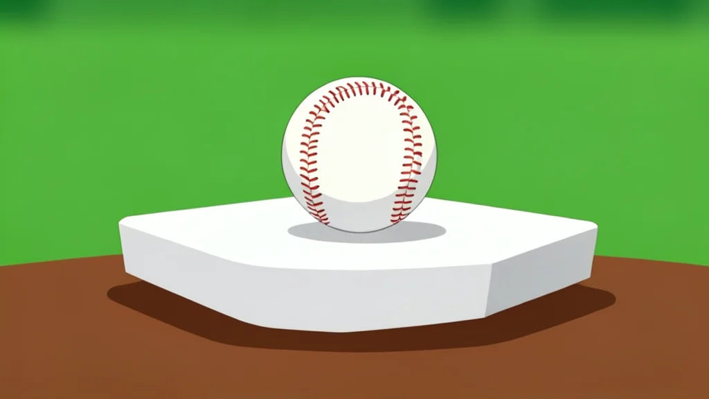 A baseball bat resting on a mound of dirt near a white base