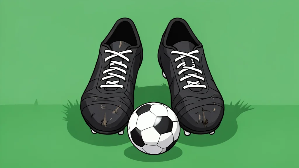 A green grass soccer pitch with white boundary lines and a single ball resting on the turf