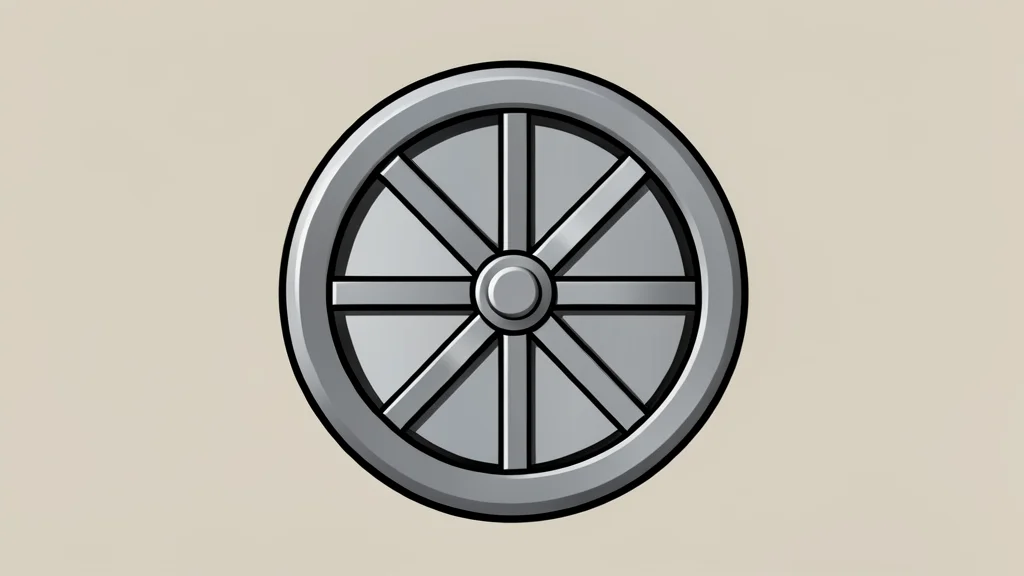 A heavy, circular vault door wheel in a metallic finish