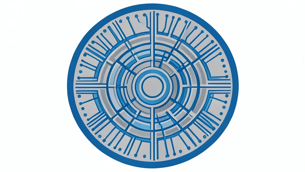 A close-up view of a complex silicon wafer with intricate circuit patterns