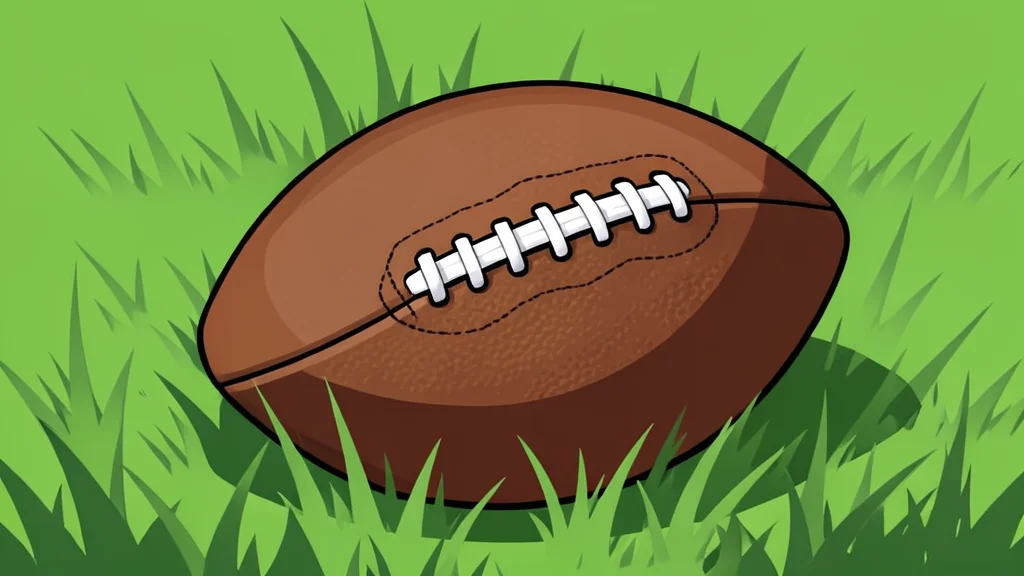 A football resting on a green grass field