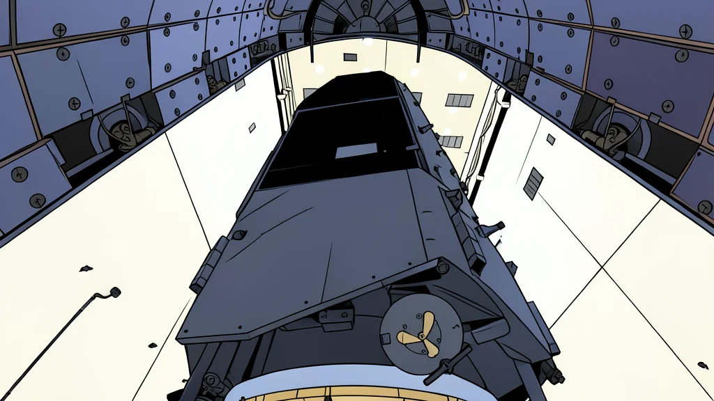 A large, cylindrical spacecraft with solar panels extending from its sides, floating against the blackness of space with stars in the background.