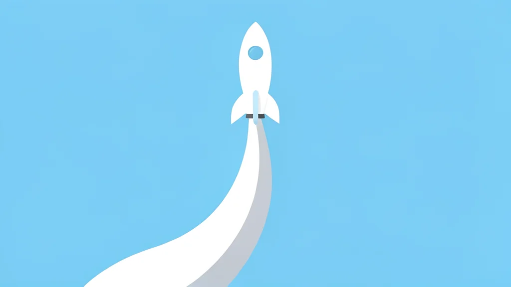 A rocket ascending vertically into a clear blue sky, leaving a trail of white smoke behind it