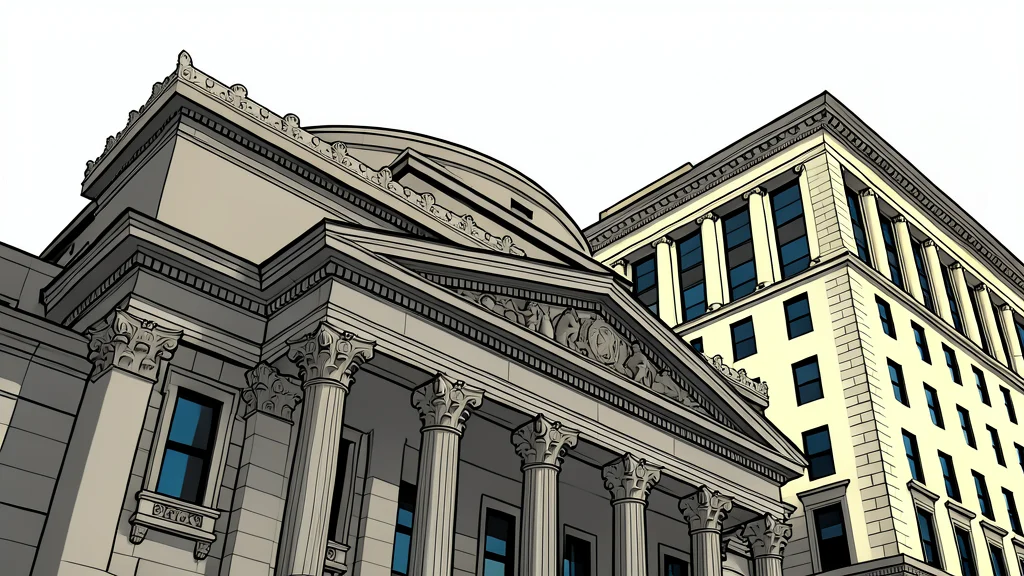 A traditional bank building facade with large glass windows and stone columns