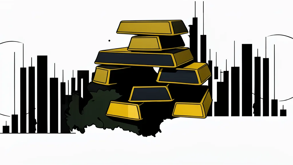 A single polished gold bar resting on a dark textured surface
