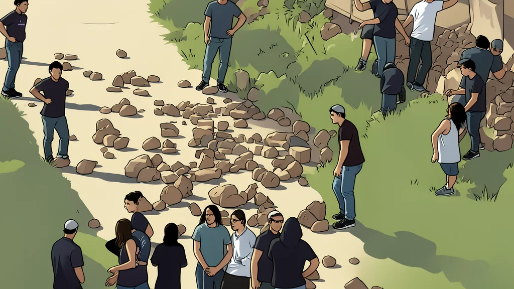 A weathered stone wall stands in a rural landscape, symbolizing the barriers and tensions in the region.