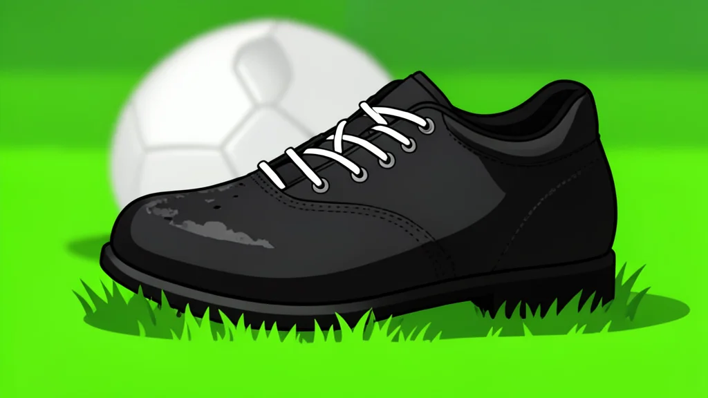 A green football pitch with white boundary lines and a single football resting on the grass.
