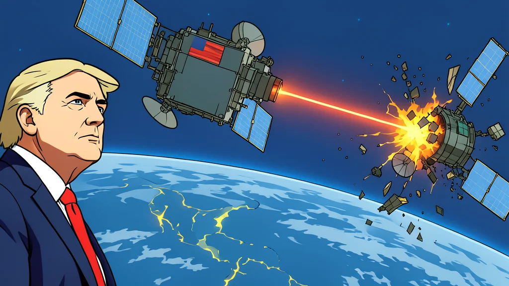 A satellite orbiting high above the Earth's atmosphere against a starry background