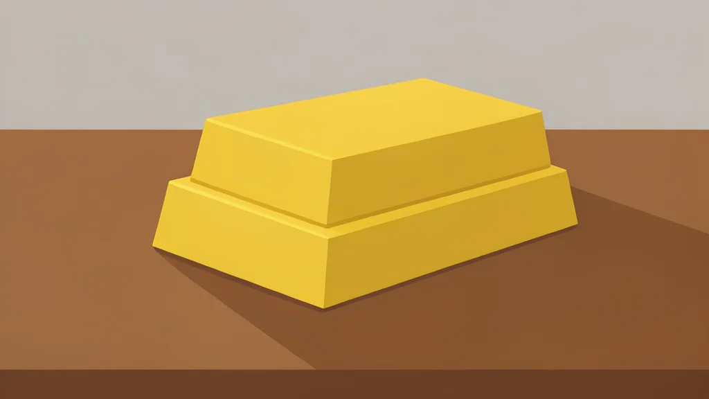 A stack of physical gold bars resting on a wooden desk.