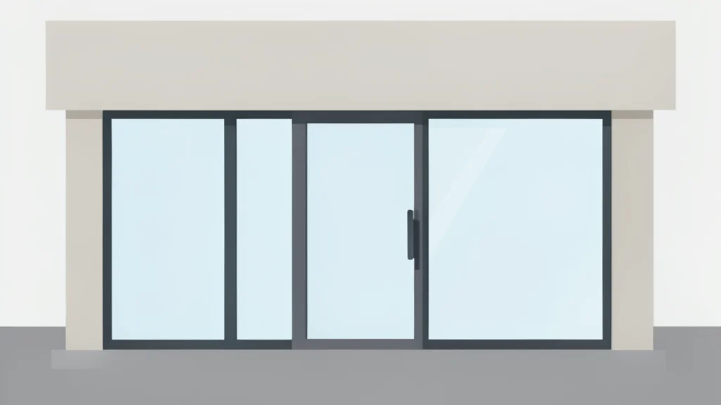 A modern retail storefront with large glass windows and a clean, minimalist facade