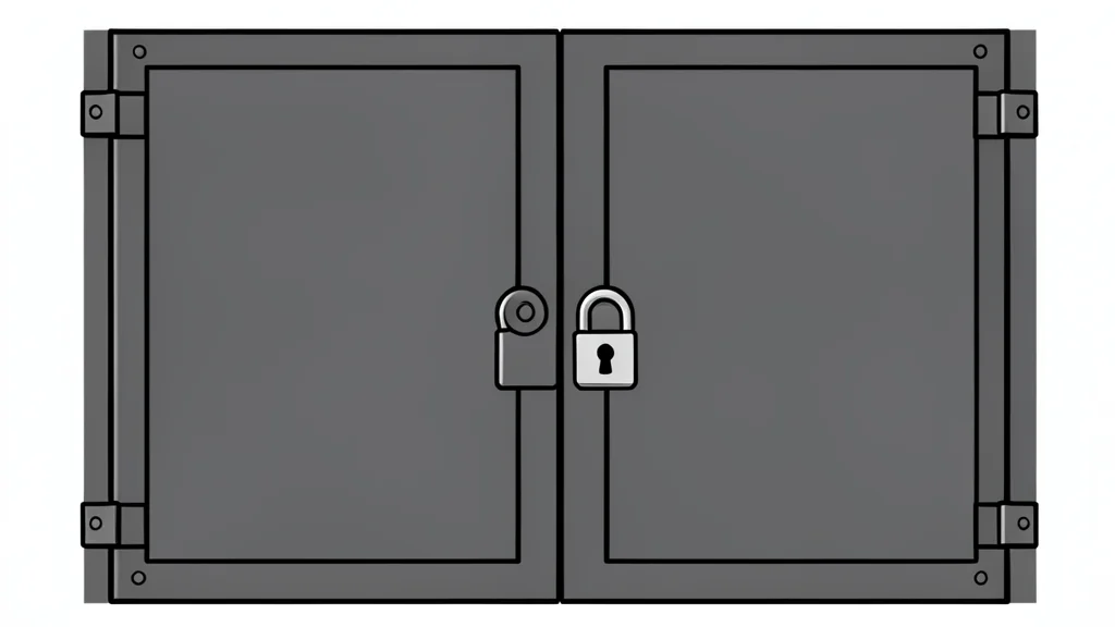 A heavy metal gate secured with a large padlock.