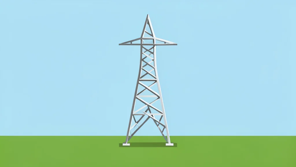 A high-voltage electricity pylon standing in a green field