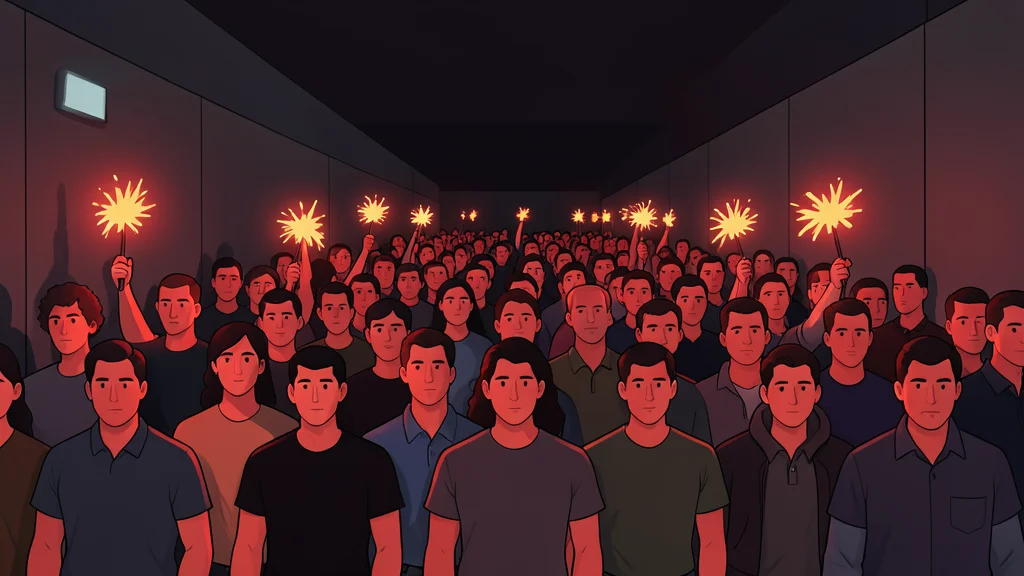 A dense crowd of people holding lit flares in a dark stadium tunnel