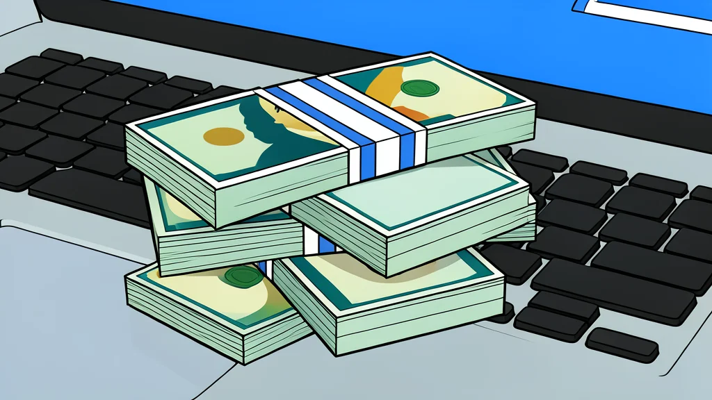 A stack of generic coins and a paper document with blank lines