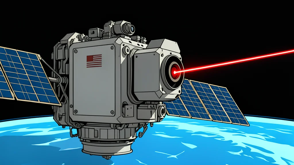 A sleek satellite orbiting above the curved horizon of the Earth against a starry background