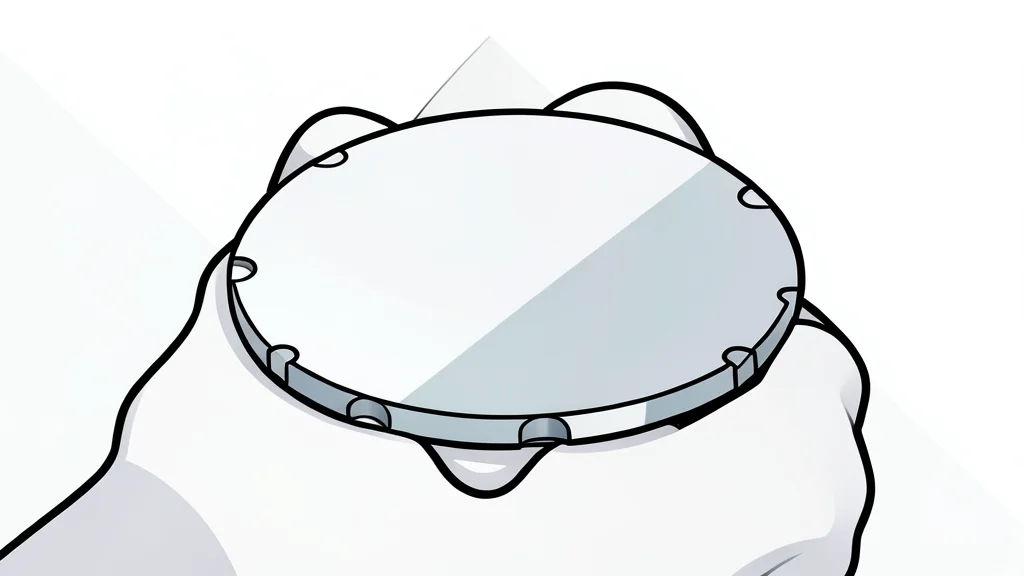 A polished silicon wafer resting on a cleanroom surface
