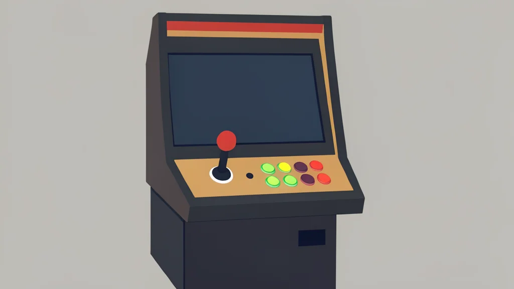 A vintage arcade cabinet with glowing buttons and a joystick