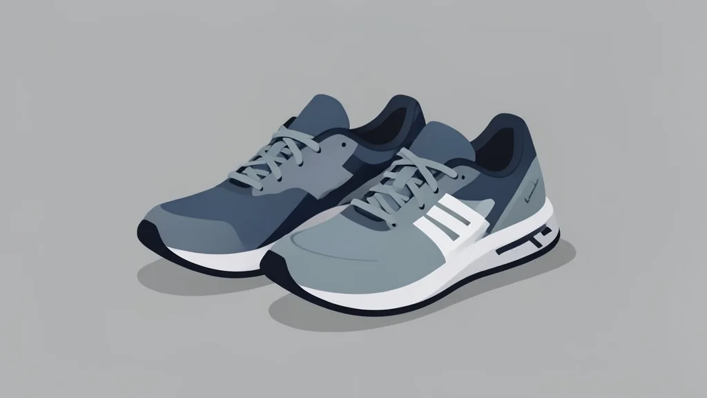 A pair of athletic running shoes resting on a concrete surface