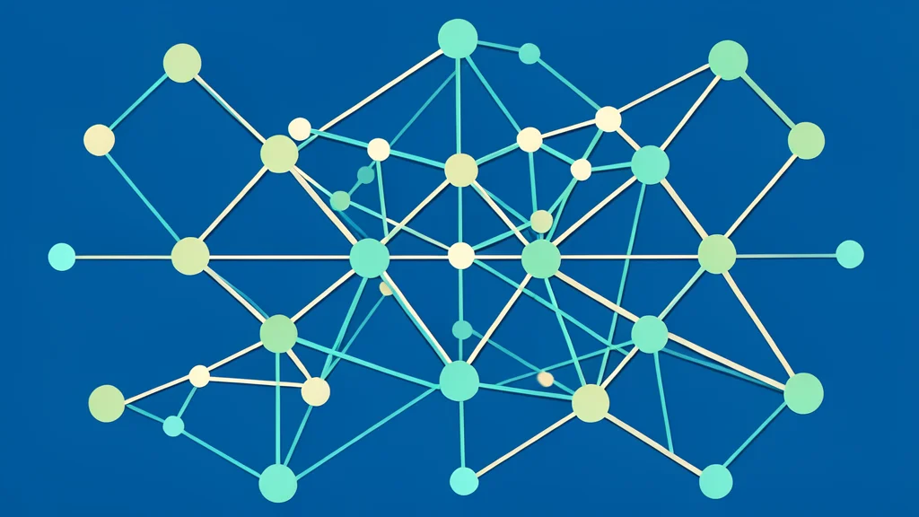 A complex network of glowing nodes and connecting lines forming a web-like structure