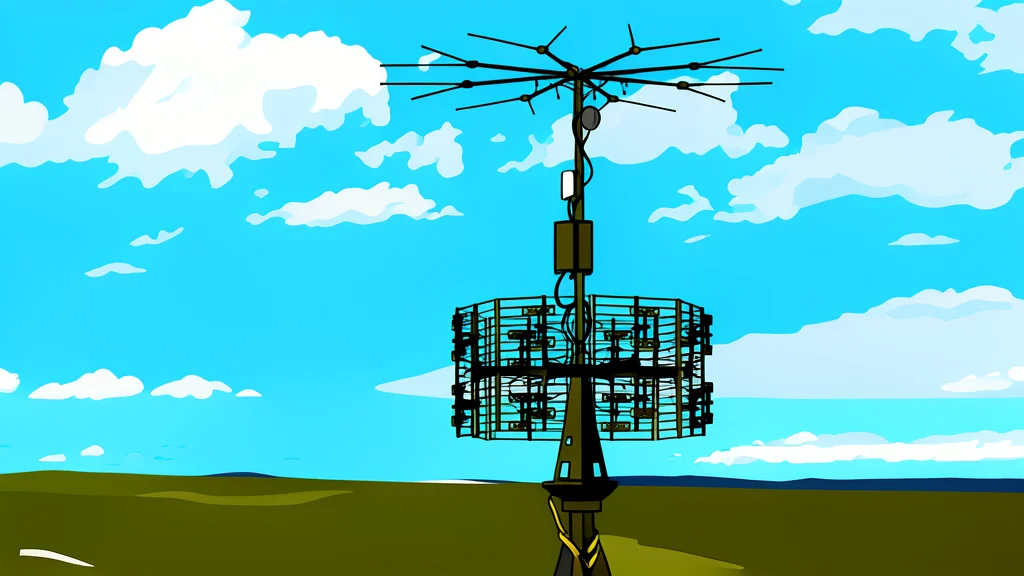 A rugged, portable radar antenna array mounted on a tripod in a grassy field