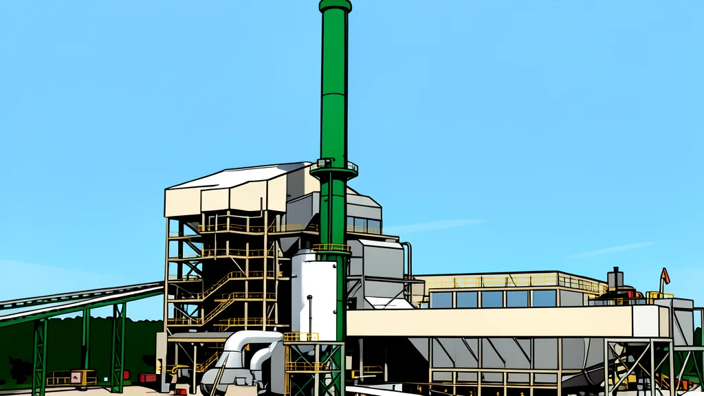 A large industrial biomass power plant with tall smokestacks adjacent to a modern data center building in a rural Texas landscape with pine trees.