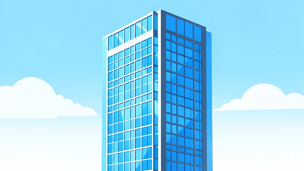 A modern glass skyscraper with a grid of windows reflecting the sky